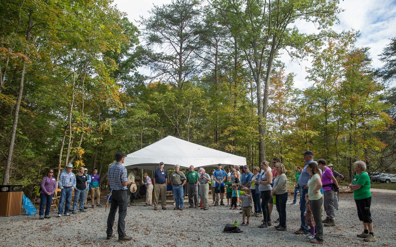 Addressing the Crowd Guests gather for speeches by TNC's Kentucky state director David Phemister conservation staff before the ribbon-cutting and a hike around the nature preserve. © Mike Wilkinson