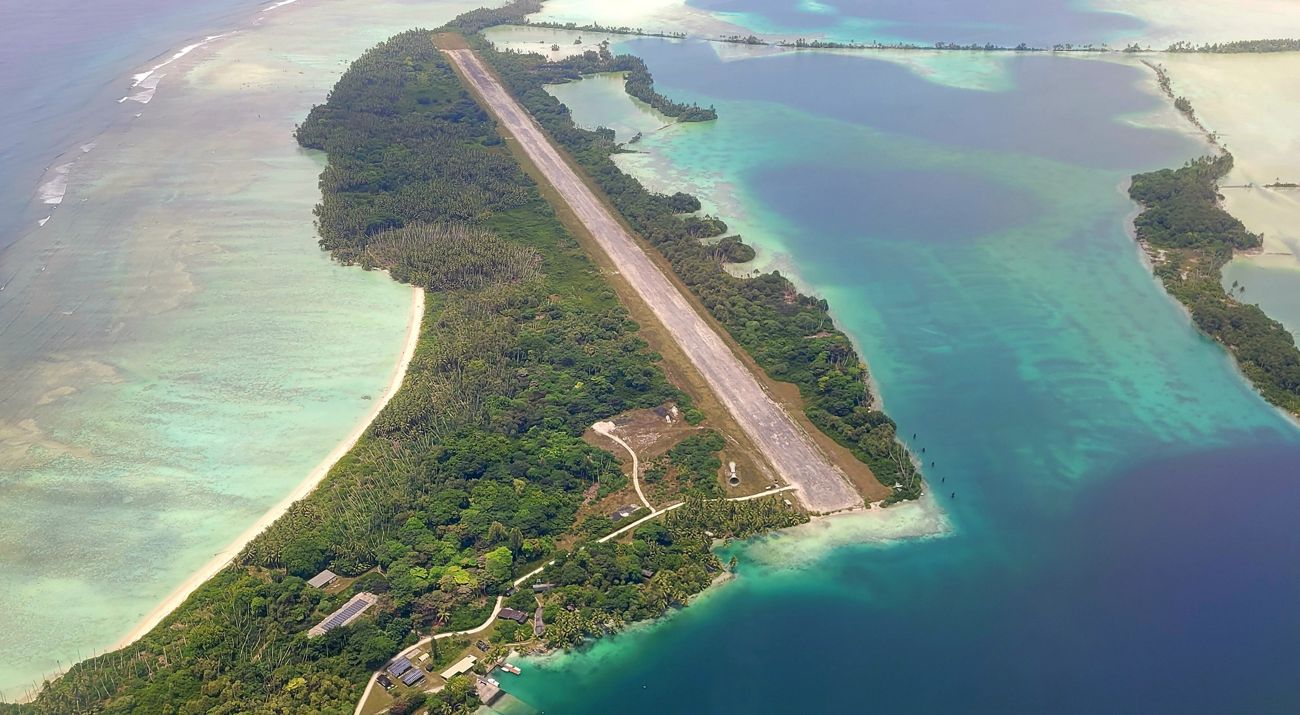 Aerial view of TNC's field station on Palmyra.