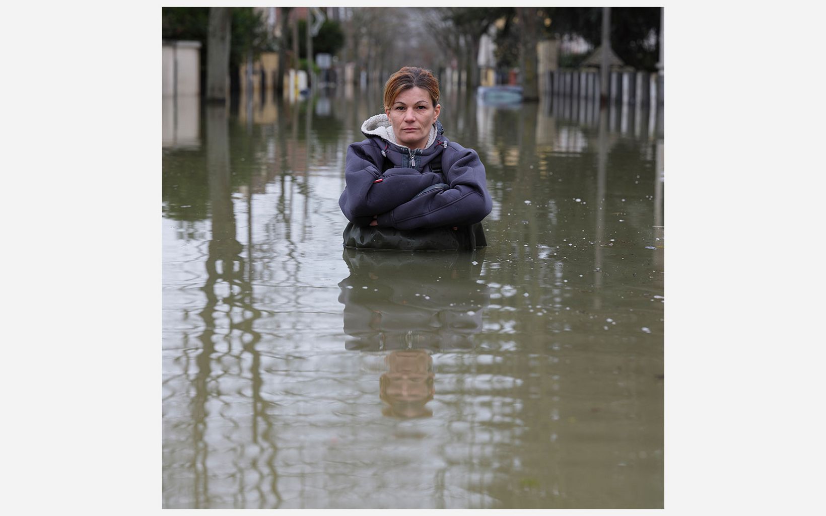 Severine Leboeuf stands in water deeper than her waist at Rue de Belle Place