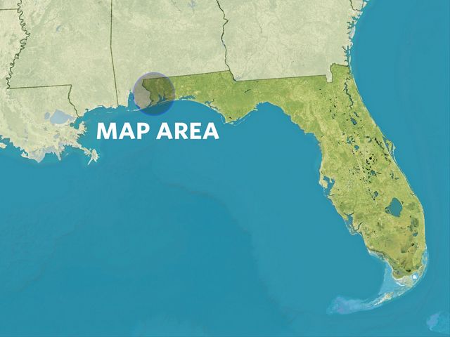 Florida Map showing precise location Pensacola East Bay Region in Florida's panhandle region.