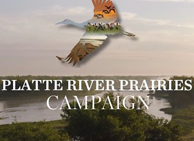 Overview of the Platte River at sunset.