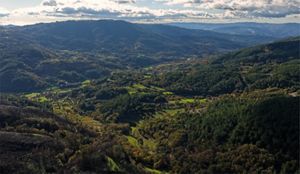 Rural valley in Portugal with rolling hills and vast forests.