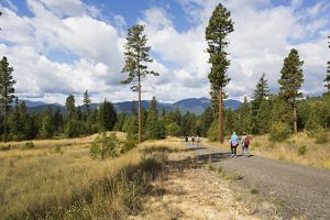 Hikers walking along a trail.