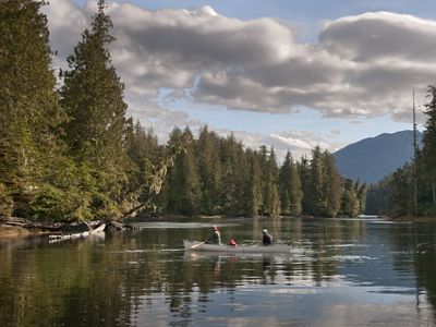 Flowing through the Great Bear Rainforest on the remote mainland central coast of British Columbia the river is located about 30 nautical miles south of Bella Bella, Canada.