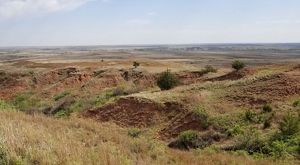 Landscape of uneven red soil 