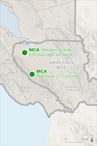 Map of location of MCA sites in Santa Clara RCIS.