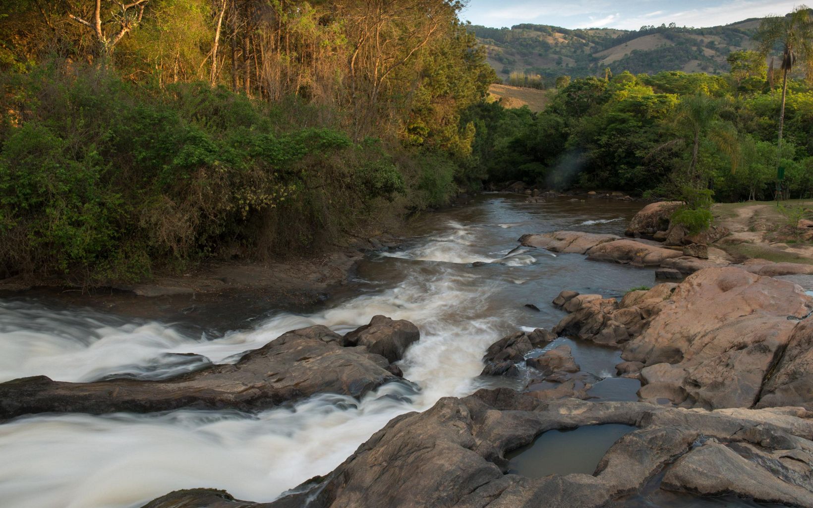 The Jaguari River's Salto Waterfall helps form the Cantareira reservoir system and provides water to more than 9 million people in greater Sao Paulo, Brazil.
