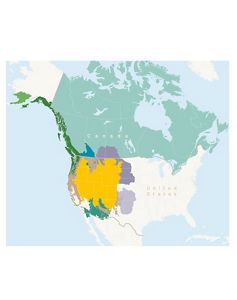 An illustrated map of the western U.S. and Canada.