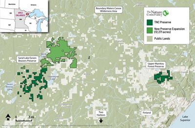 graphic of a map of preserve in northeastern MN.