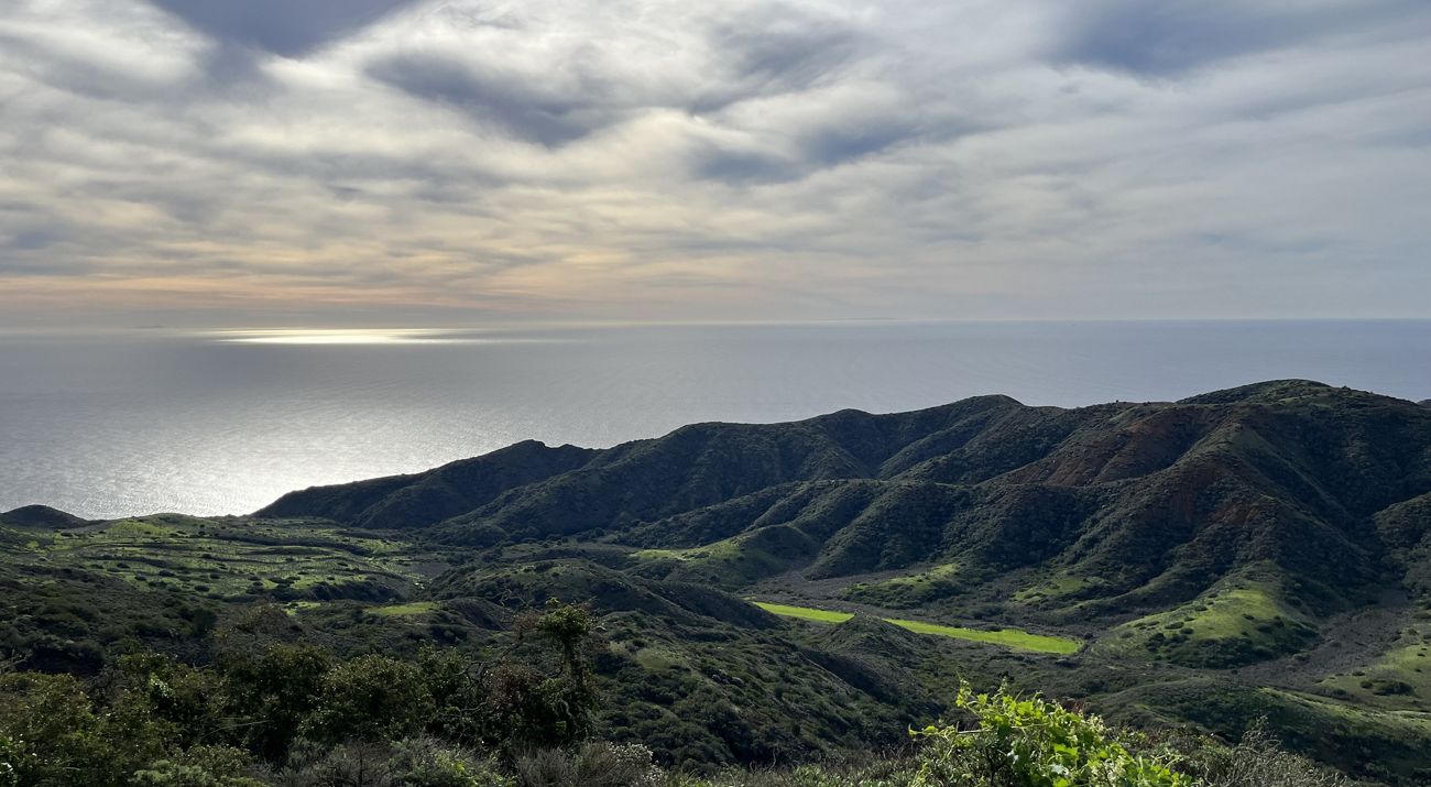 View of a valley from the north ridge on Santa Cruz Island.
