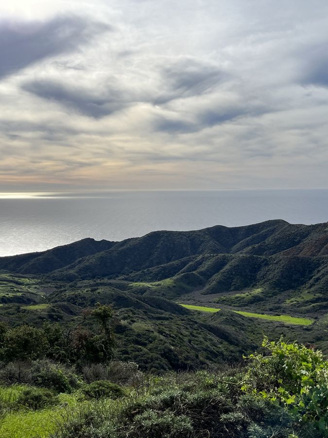 View of a valley from north ridge on Santa Cruz Island.
