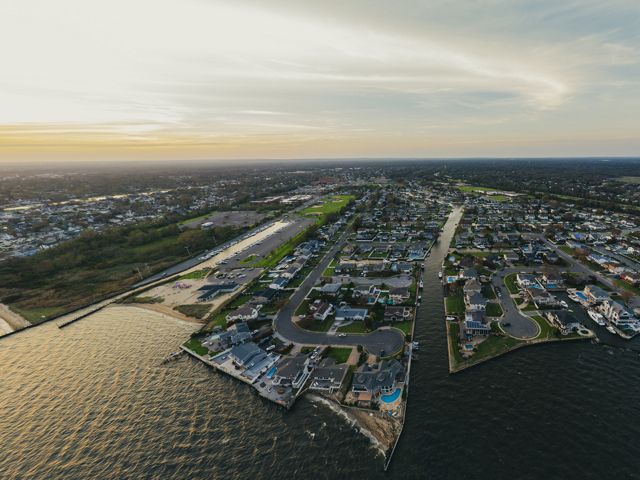 An aerial view of Suffolk County, Long Island.