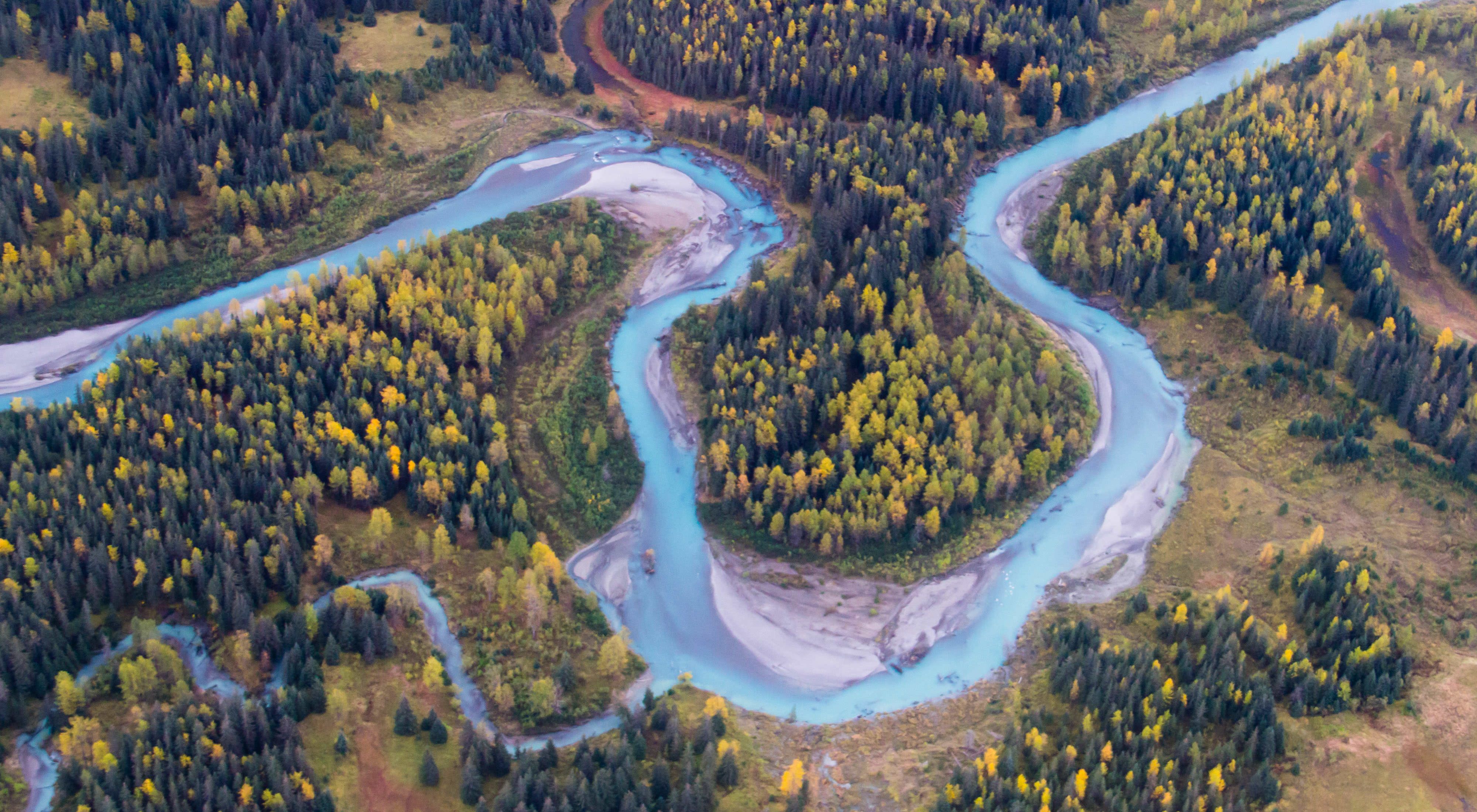 Aerial view of wild Alaska river