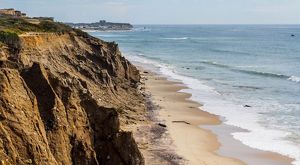 Sweeping view of rugged coastline on far eastern Long Island.