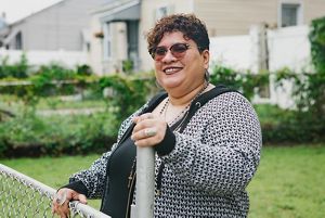 Candid portrait of Shirley Irizarry.