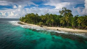 Aerial view of Sikopo Island of the Solomon Islands.