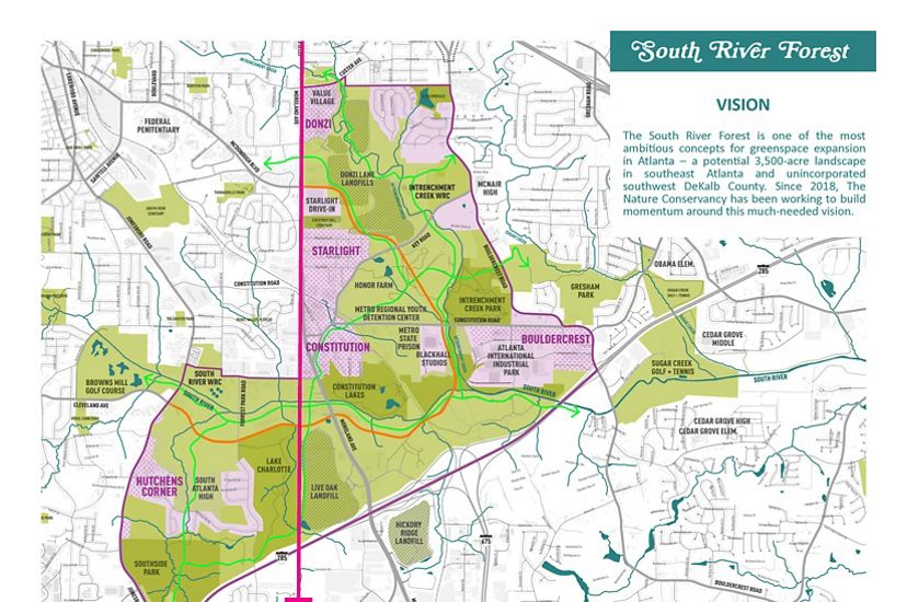 The South River Forest is one of the most ambitious concepts for greenspace expansion in Atlanta—a potential 3,500-acre landscape in southeast Atlanta and unincorporated southwest DeKalb County.