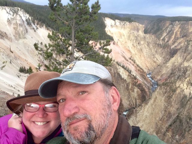 Stan and Racine taking a selfie Yellowstone