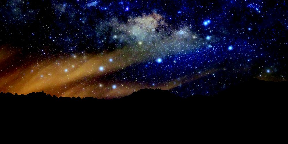 Stars shine in the night sky.