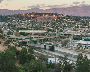 Buildings and roads on the urban hillsides of Northeast Los Angeles.