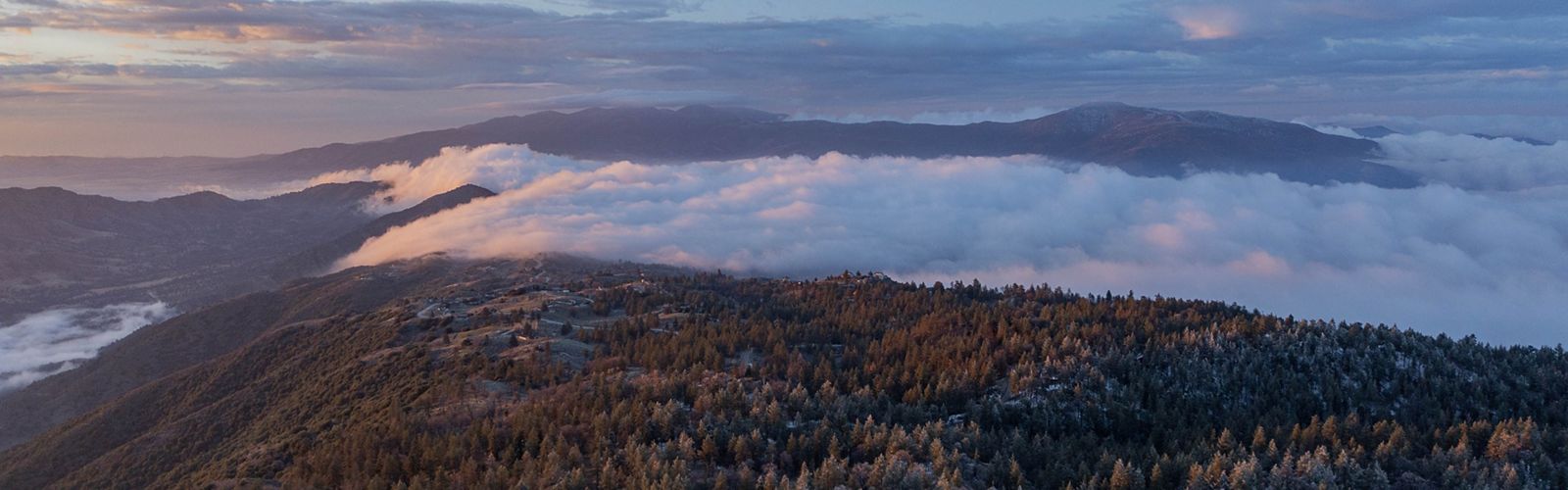 aerial view of fog on the Randall Preserve.