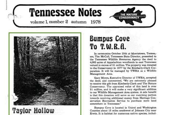 A black and white edition of an old newsletter features conservation news in Tennessee.