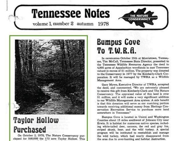 A black and white edition of an old newsletter features conservation news in Tennessee.