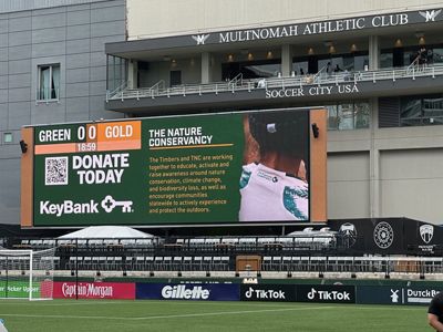 TNC featured on the big screen at the Green Is Gold MLS charity match
