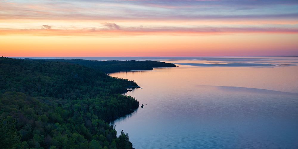 Sunset over Lake Superior in Michigan.