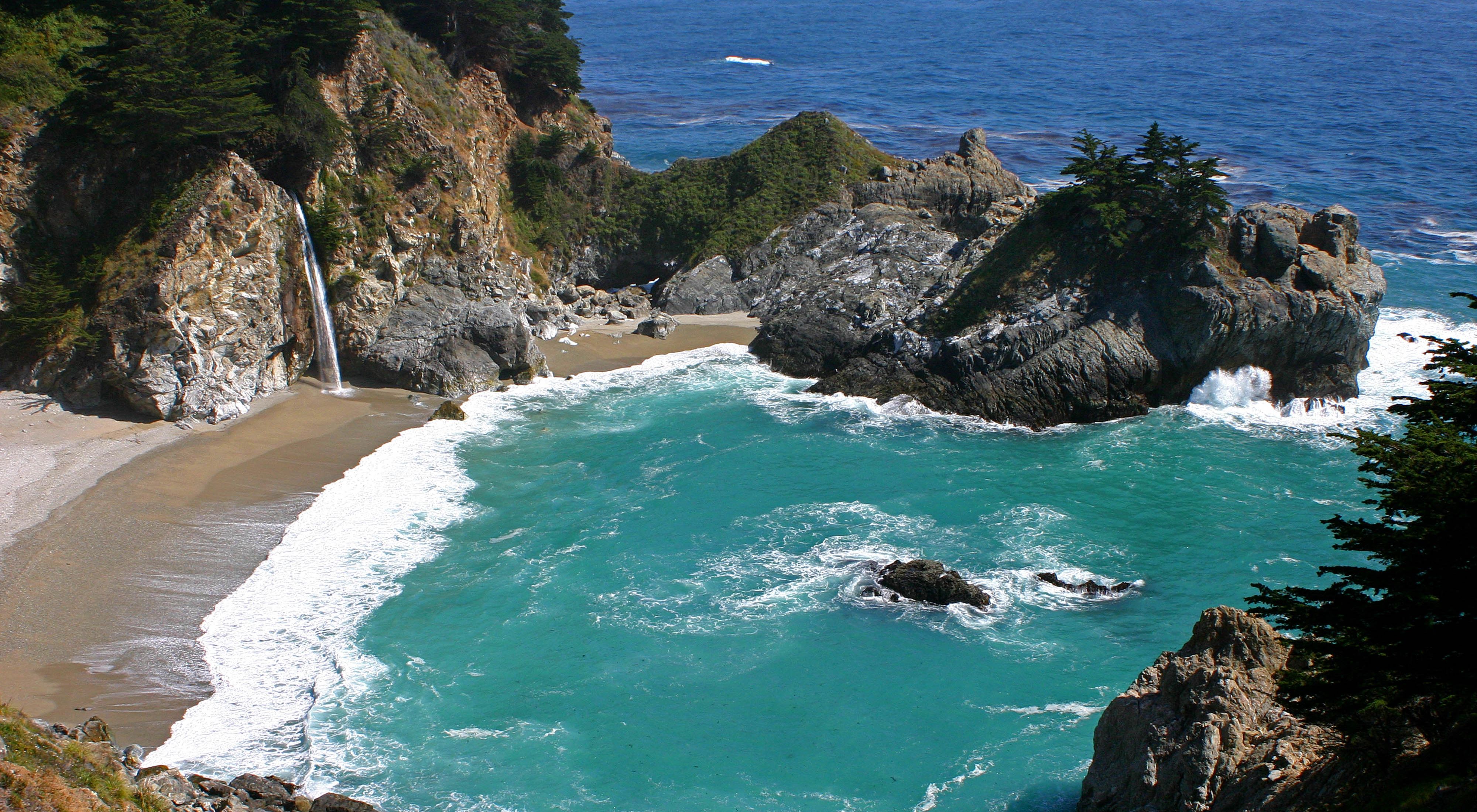 The rugged California Pacific coastline in the area near and north of Monterey, Carmel and Big Sur.  