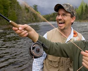 Father and son fishing.