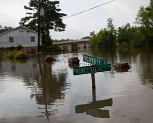 Photo of flooding on a city street.