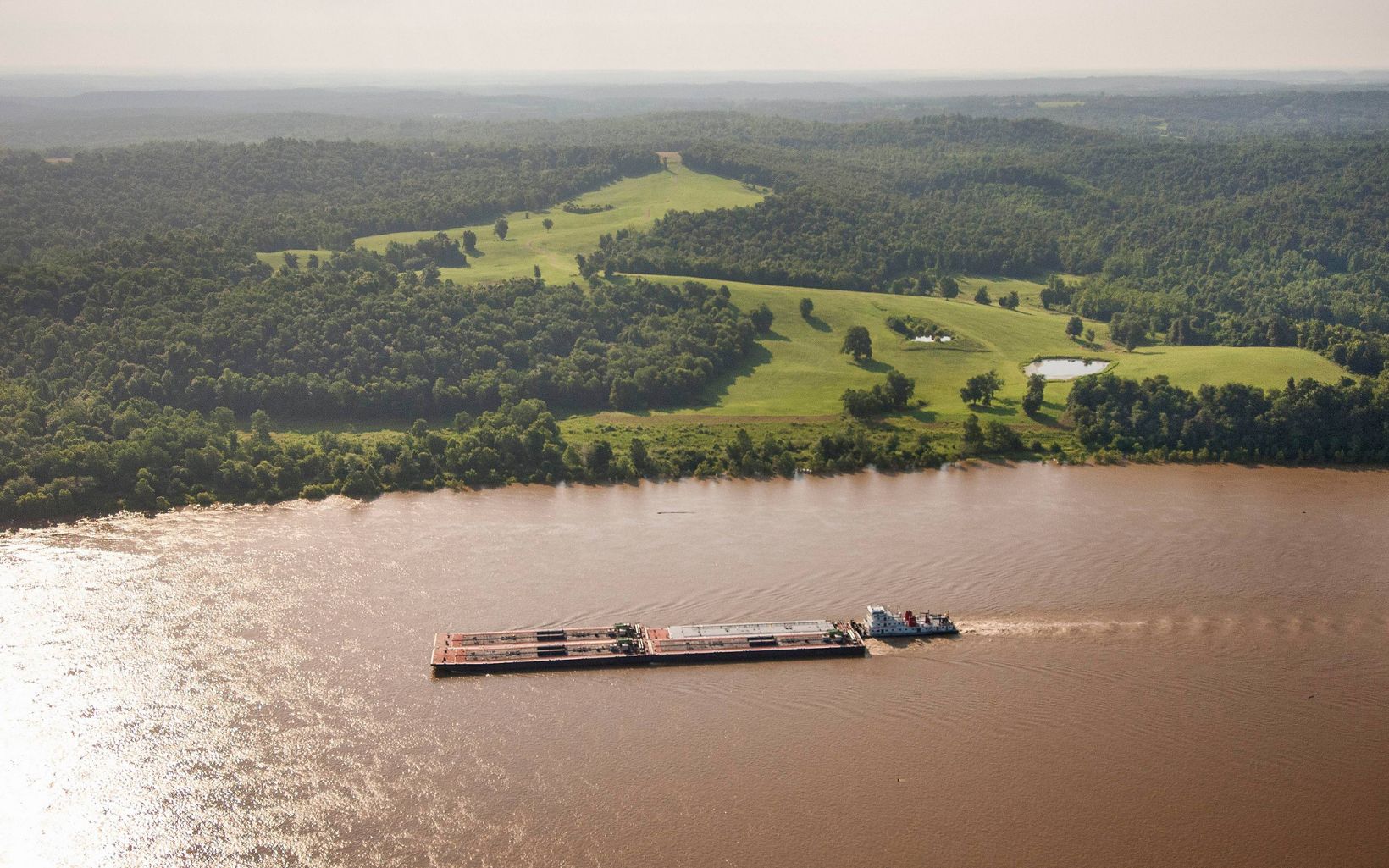 Barge on the Ohio River Near Kentucky's Big River Corridor Project