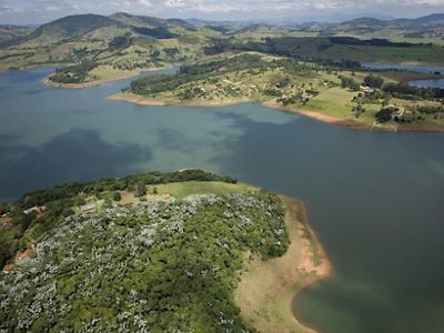 Aerial view of Jaguari Reservior, part of Brazil's Cantareira water system.
