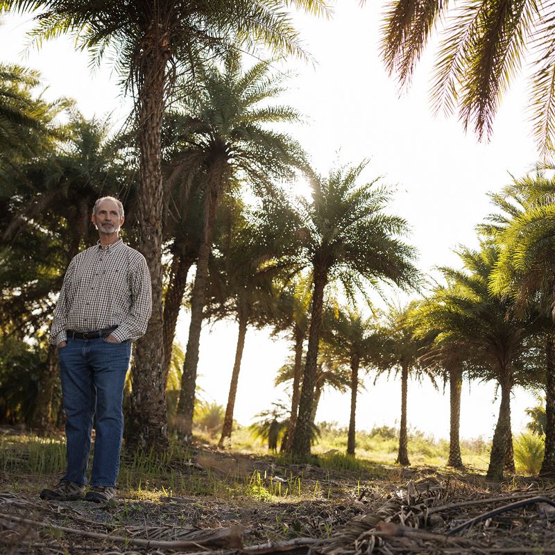 George Winslow on his farm near LaBelle, Florida.