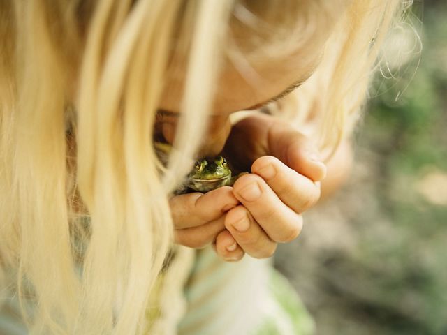 niña besa a una rana