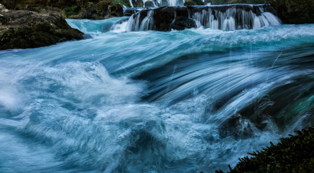 Fast-moving waterfall