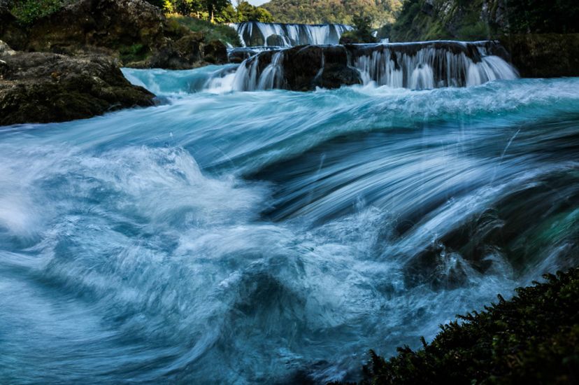 The Štrbački buk waterfalls and the Una River forms a natural border between Croatia and Bosnia-Herzegovina.