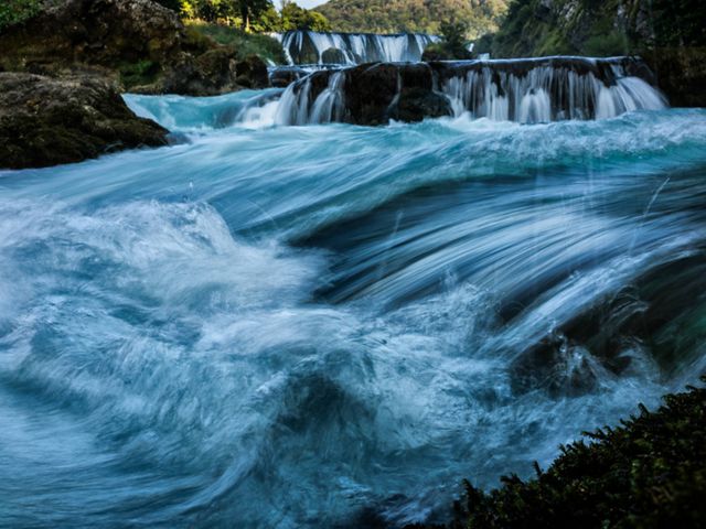 The Štrbački buk waterfalls and the Una River forms a natural border between Croatia and Bosnia-Herzegovina.