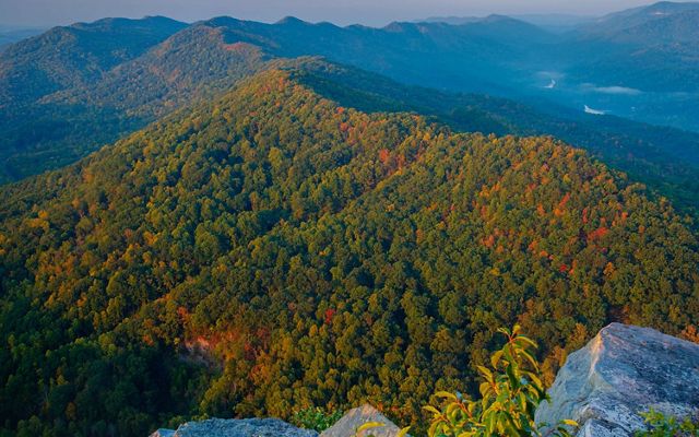 Aerial photo of Cumberland Mountains in Tennessee.