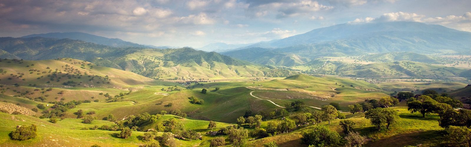 Scenic views of the rolling green hills and oak trees of the Tollhouse Ranch located in the heart of the Tehachapi corridor, California.