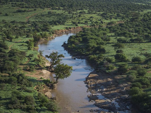 Loisaba, shown from the air in Laikipia, Northern Kenya.