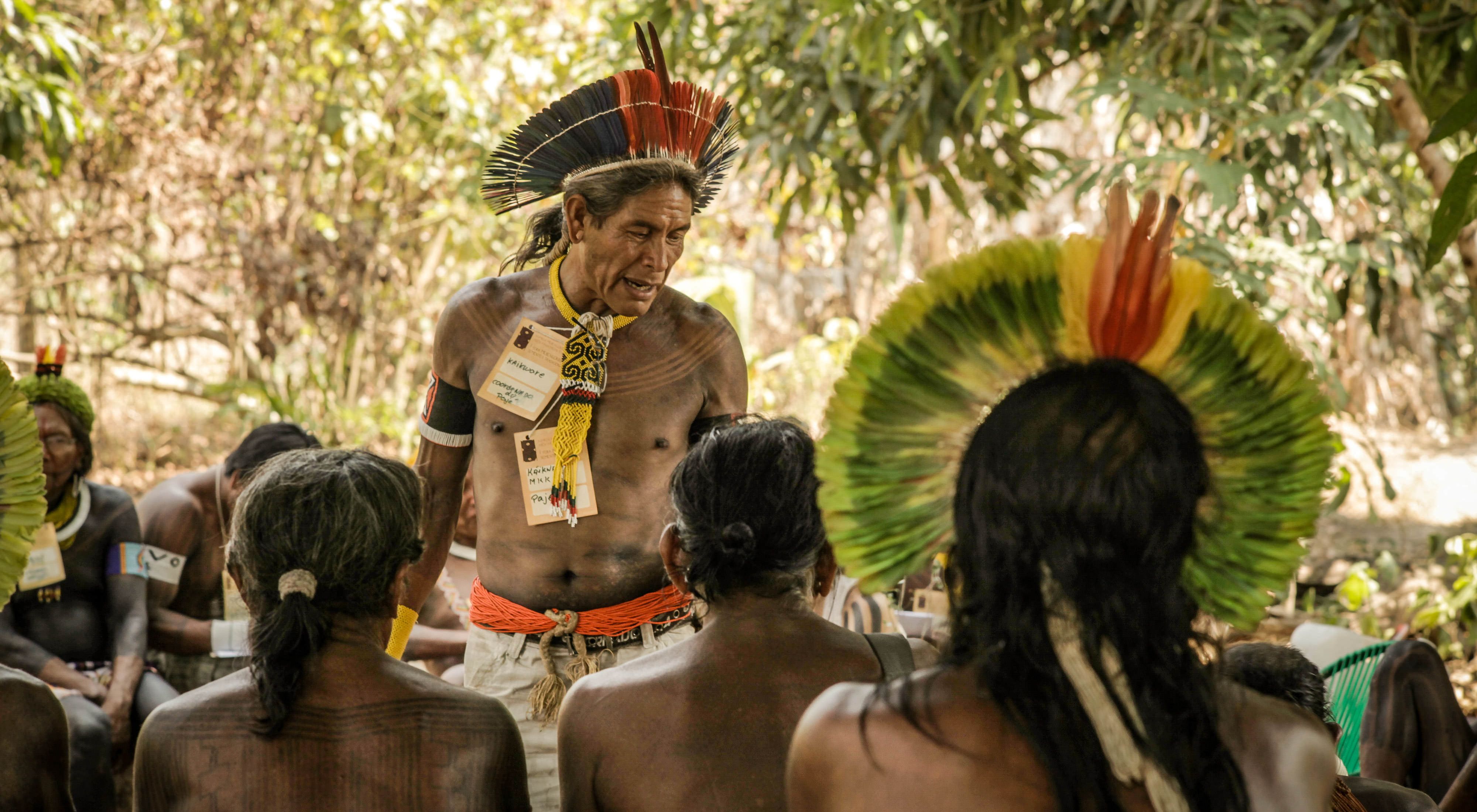 Indigenous People at the Kokraimoro village, in São Félix do Xingu, on the Brazilian Amazon.   