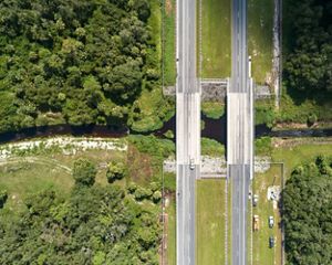 aerial of caloosahatchee river in southwest florida