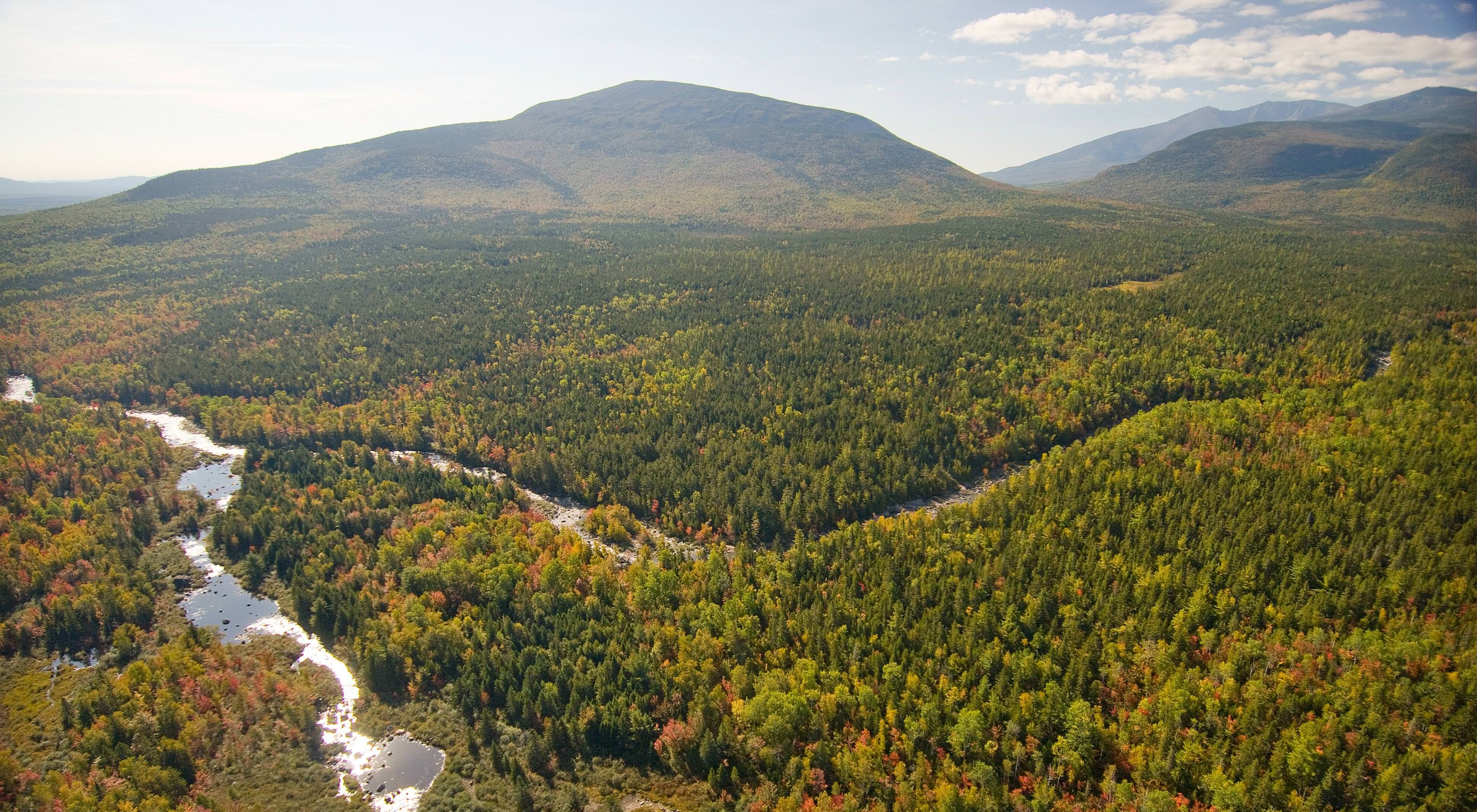 West Branch of the Penobscot River and tributaries as it winds to the southeast of Mount Katahdin.