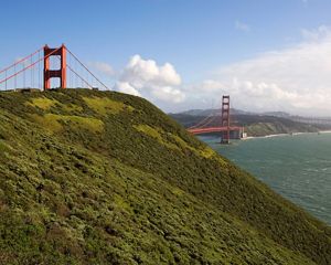 View of Golden Gate Bridge from the Marin Headlands.
