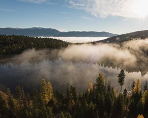 Looking over Tuppers Lake toward the Swan Range in The Nature Conservancy's Great Western Checkerboards Project, Montana