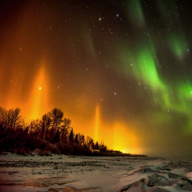 Northern Lights; South shore of Lesser Slave Lake in Alberta, Canada