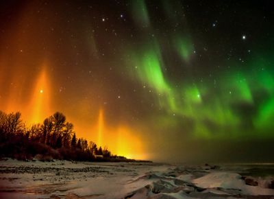 Northern Lights; South shore of Lesser Slave Lake in Alberta, Canada
