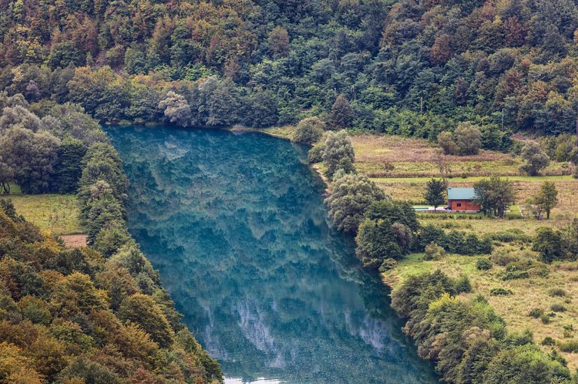 The Una River flowing through Bosnia